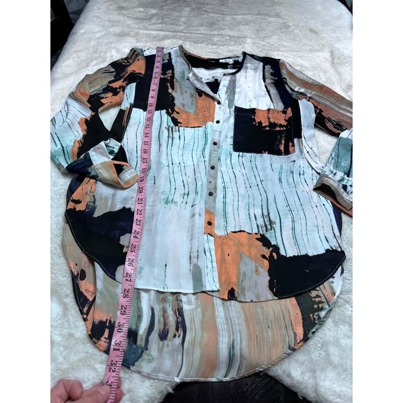 Mossimo Colorful Abstract Print Button-Down Shirt By women size M - Picture 6 of 6